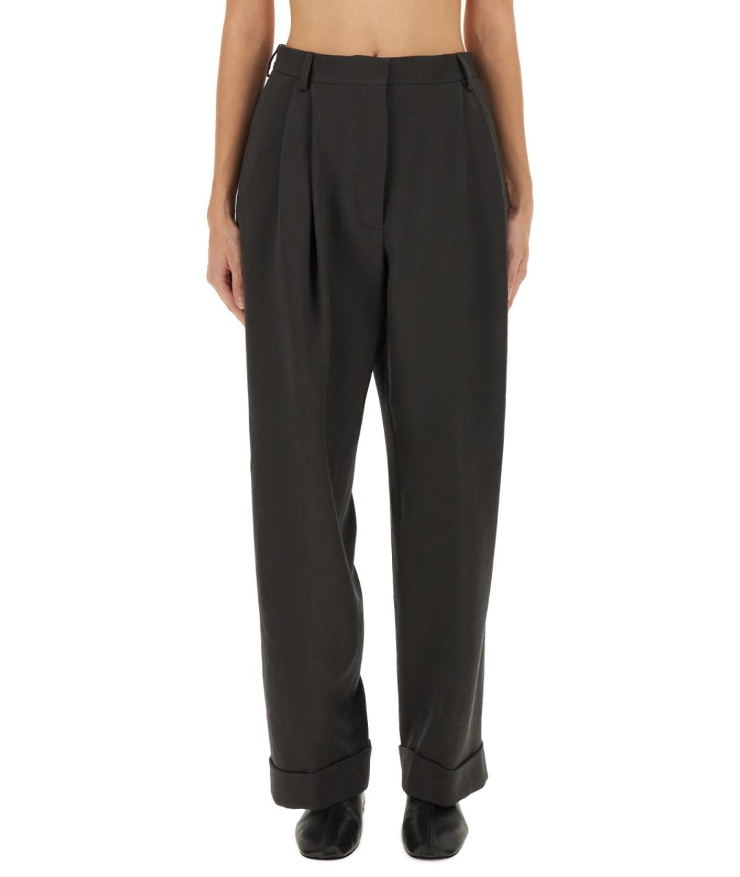 DRIES VAN NOTEN Антрацитовые шерстяные прямые брюки, фото 2