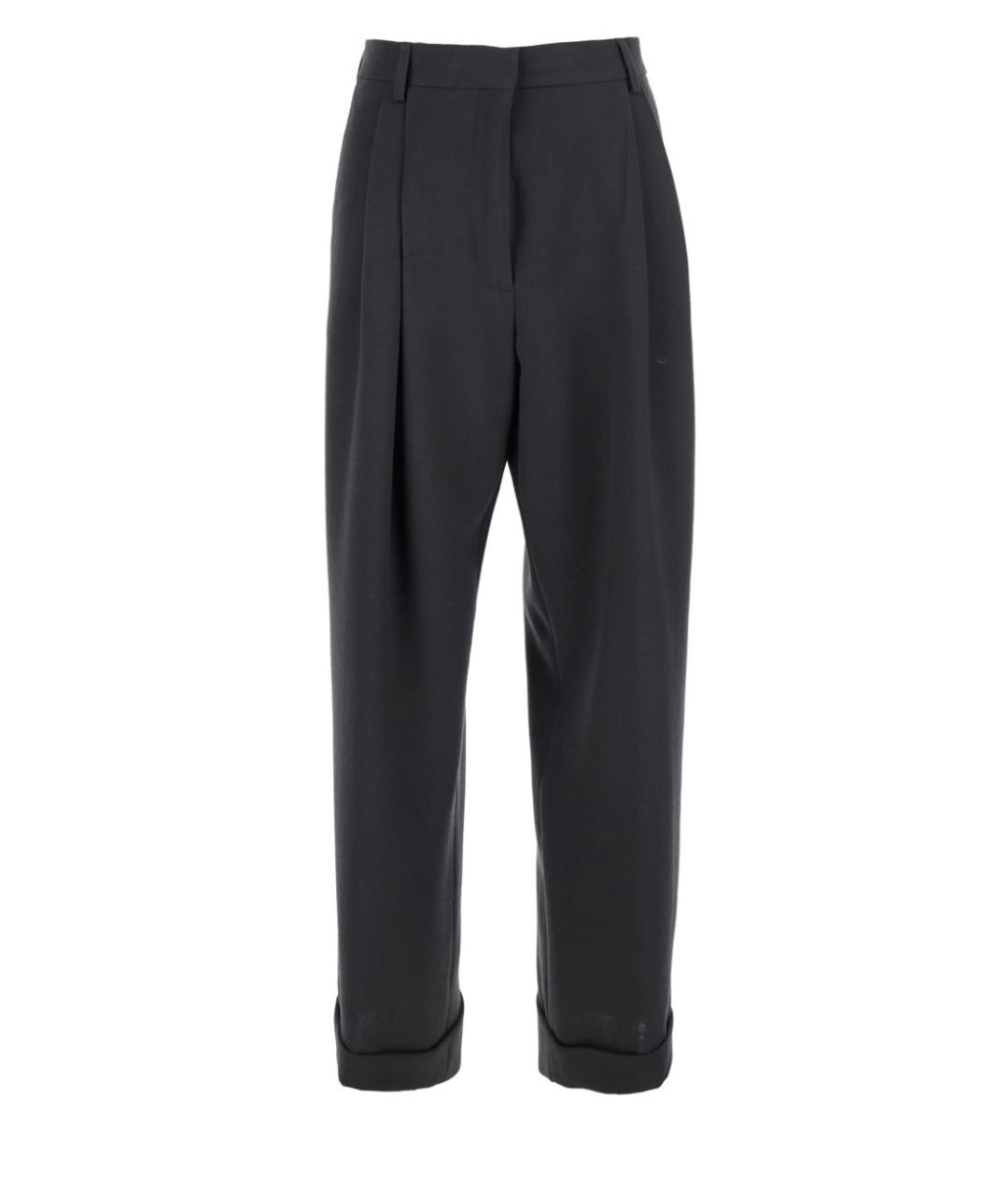 DRIES VAN NOTEN Антрацитовые шерстяные прямые брюки, фото 1