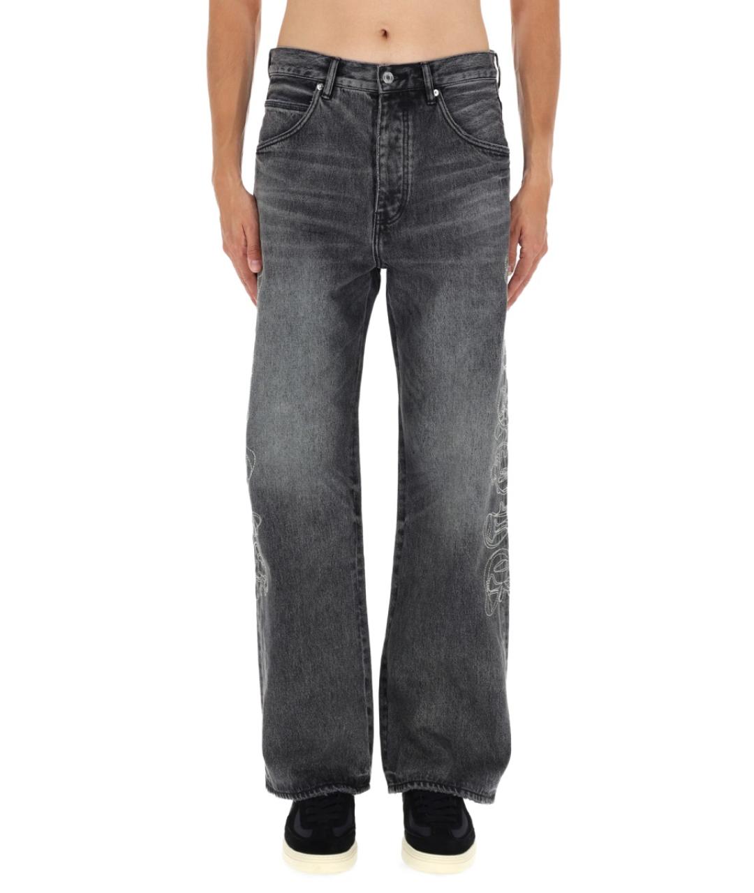 PURPLE Черные хлопковые прямые джинсы, фото 5