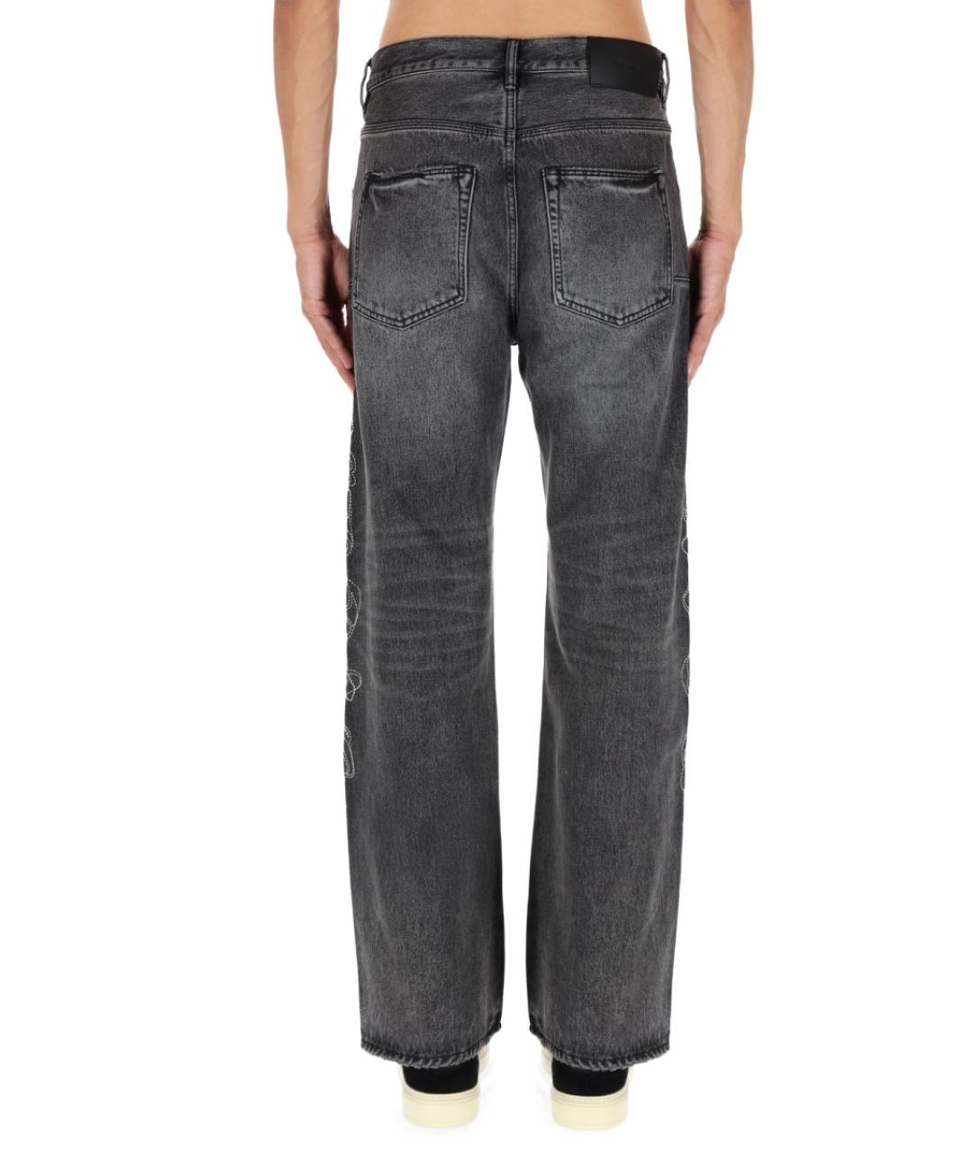 PURPLE Черные хлопковые прямые джинсы, фото 3