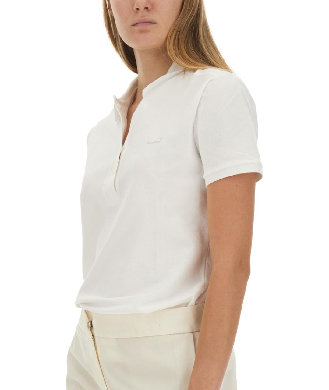 LACOSTE Белая хлопковая футболка, фото 4