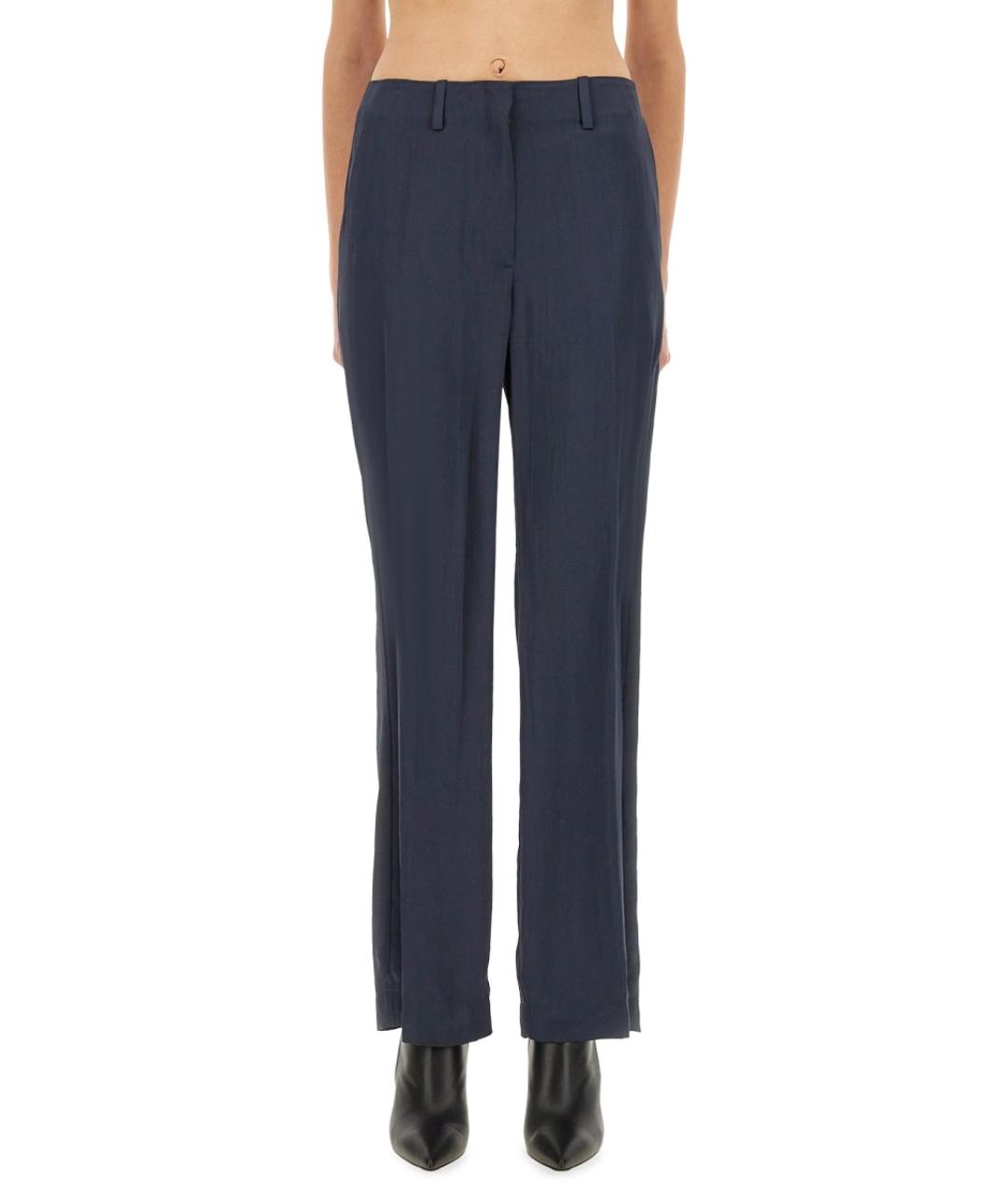 THEORY Синие полиэстеровые прямые брюки, фото 5