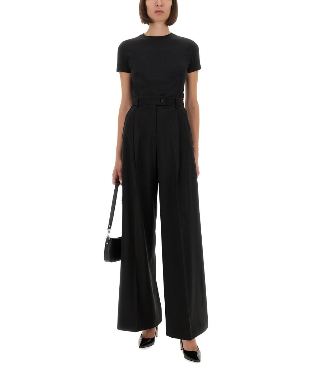 SPORTMAX Черные шерстяные прямые брюки, фото 2