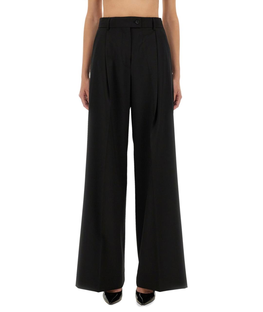 SPORTMAX Черные шерстяные прямые брюки, фото 1