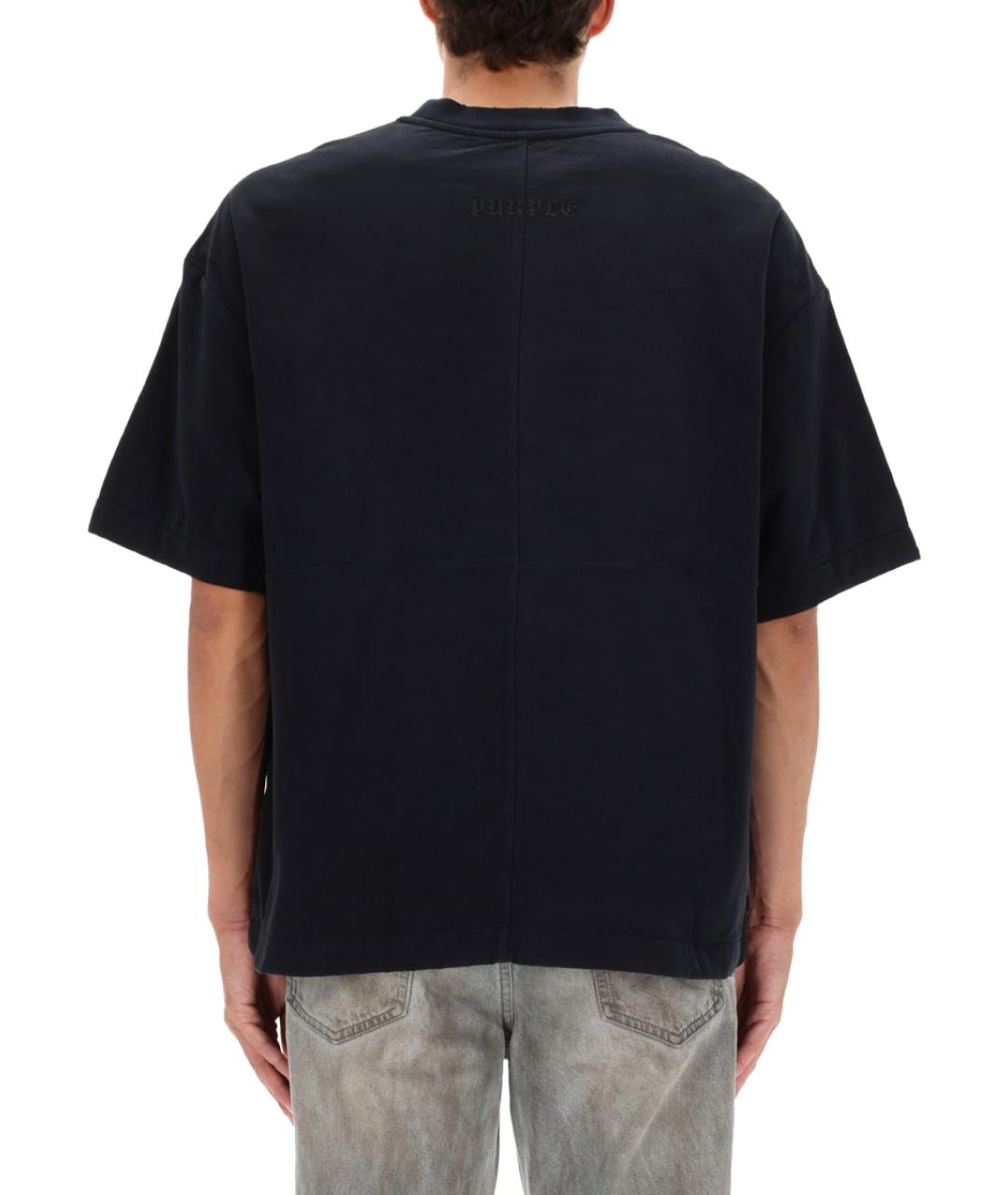 PURPLE Черная хлопковая футболка, фото 3