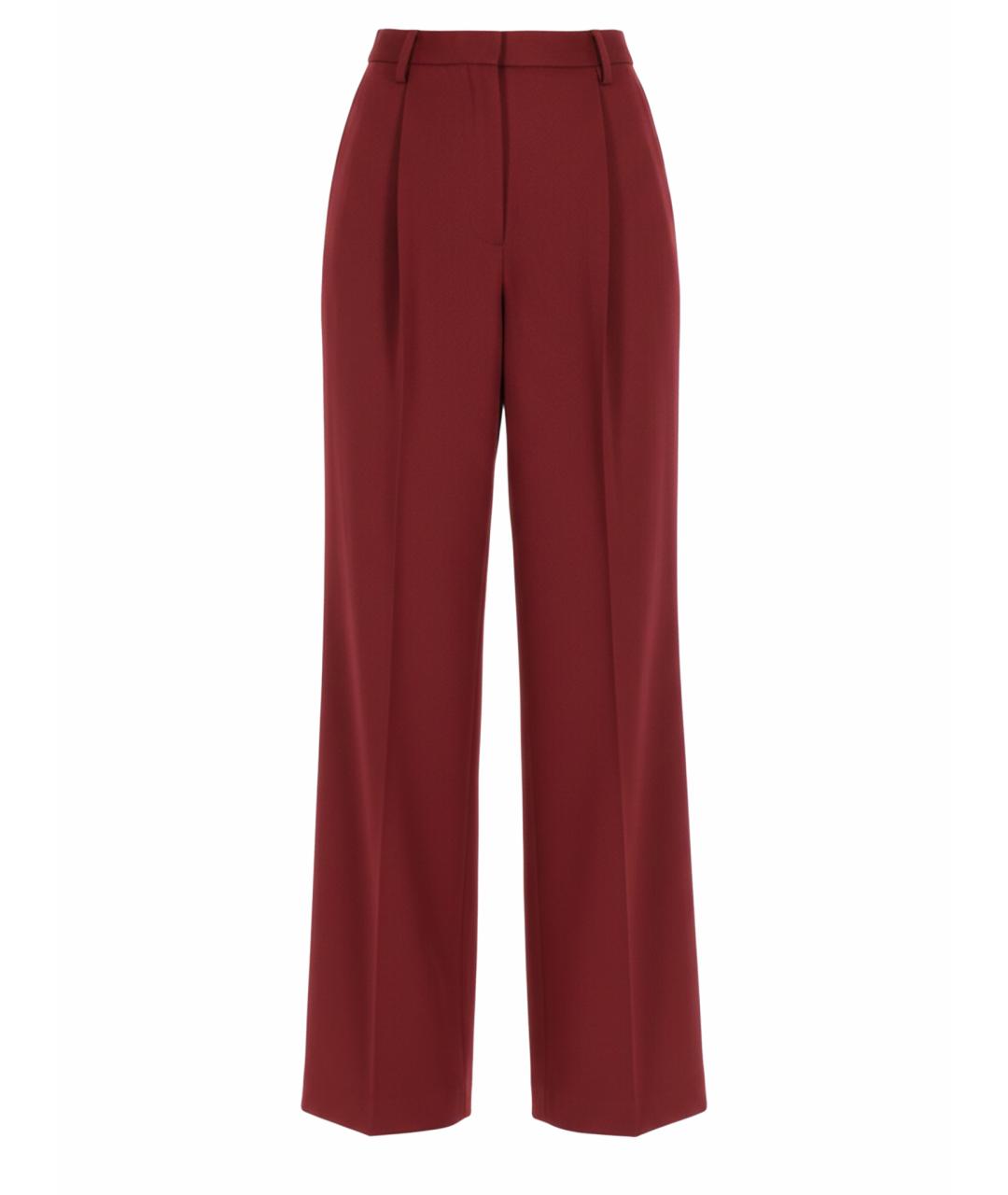 DRIES VAN NOTEN Бордовые шерстяные прямые брюки, фото 1