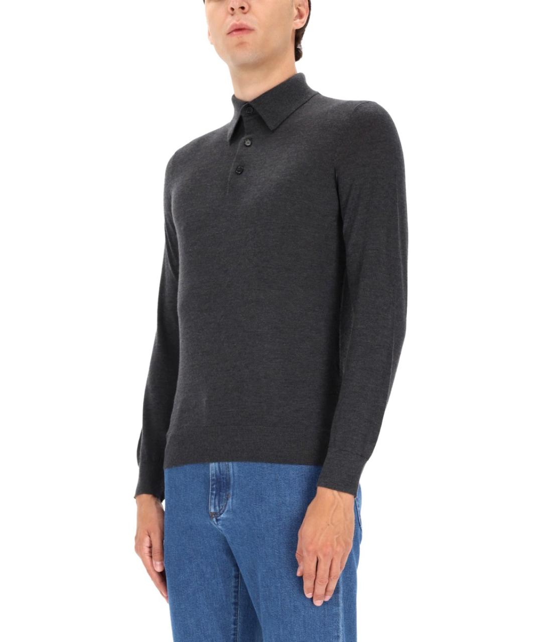 ZEGNA Антрацитовое поло с коротким рукавом, фото 4