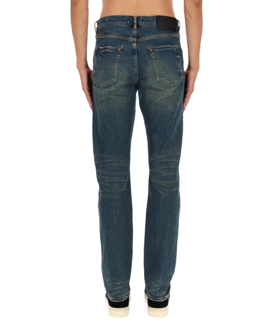 PURPLE Синие хлопковые прямые джинсы, фото 3