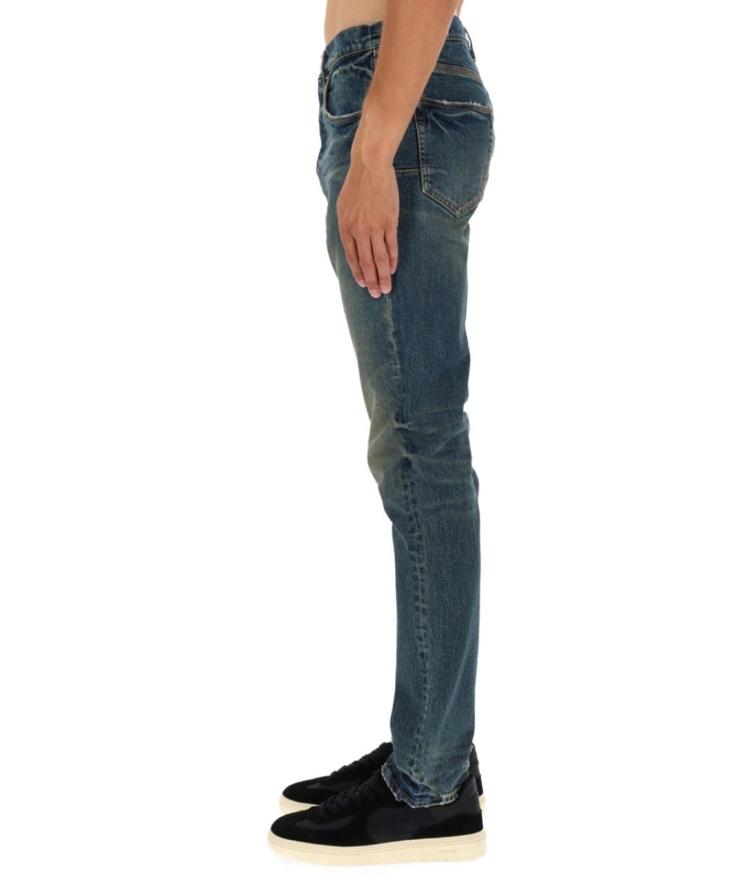 PURPLE Синие хлопковые прямые джинсы, фото 4