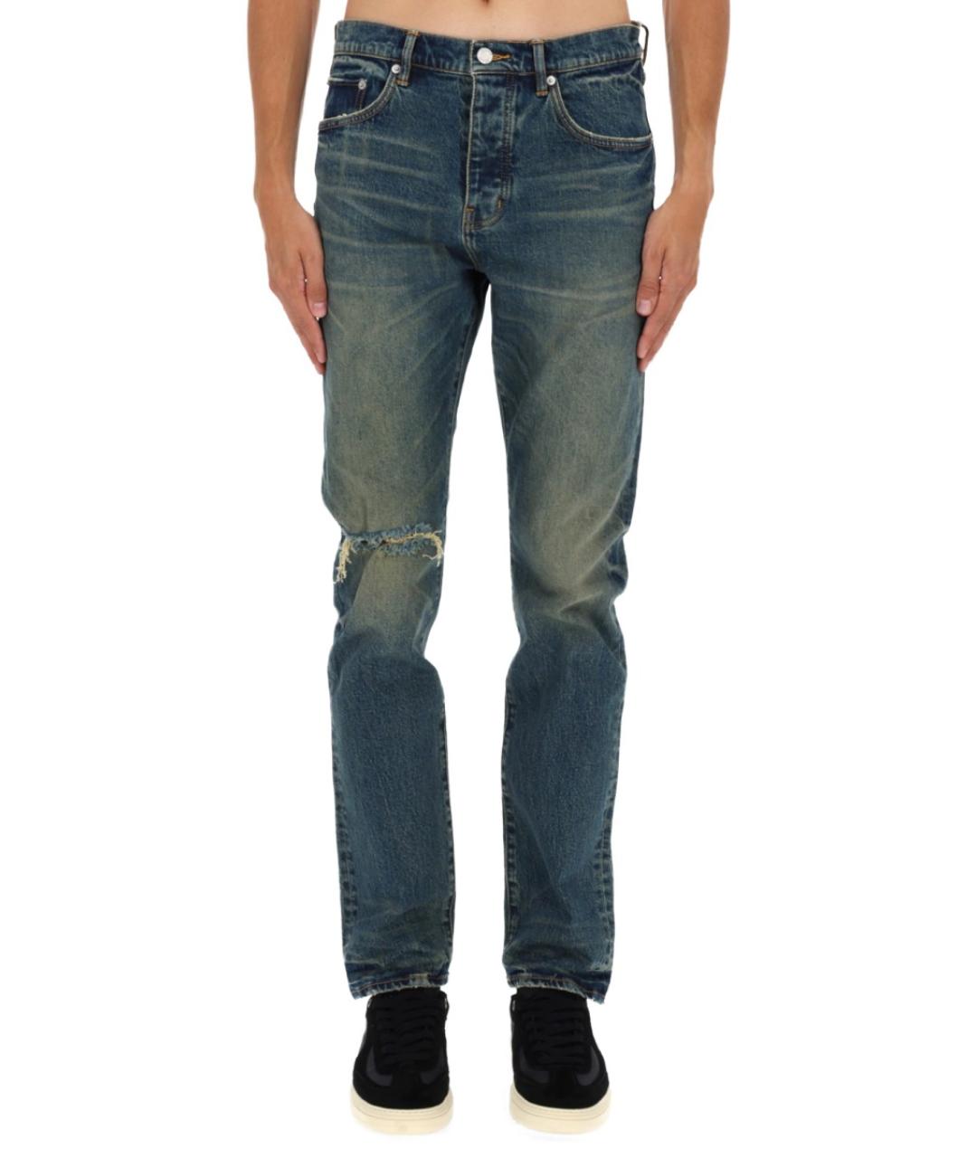 PURPLE Синие хлопковые прямые джинсы, фото 5