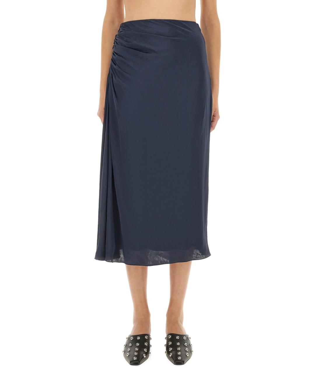 THEORY Синяя полиэстеровая юбка миди, фото 5
