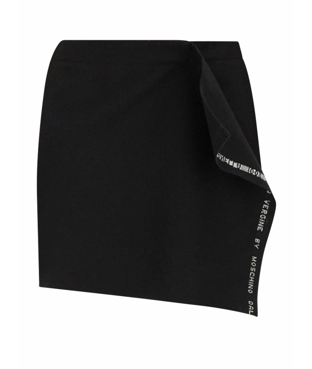 MOSCHINO Черная шерстяная юбка мини, фото 1