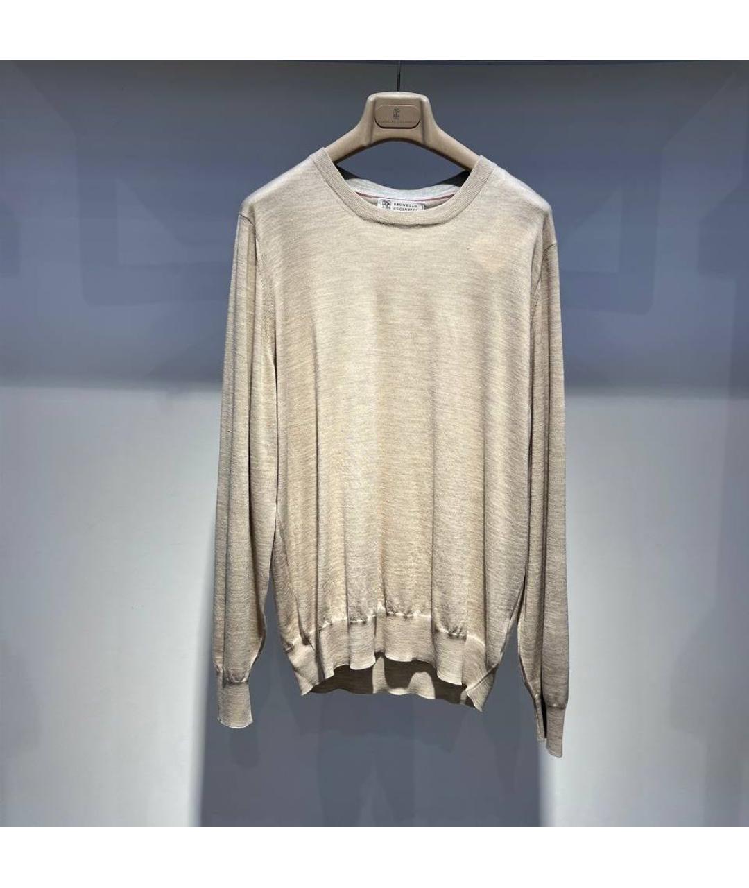 BRUNELLO CUCINELLI Бежевый шерстяной джемпер / свитер, фото 3