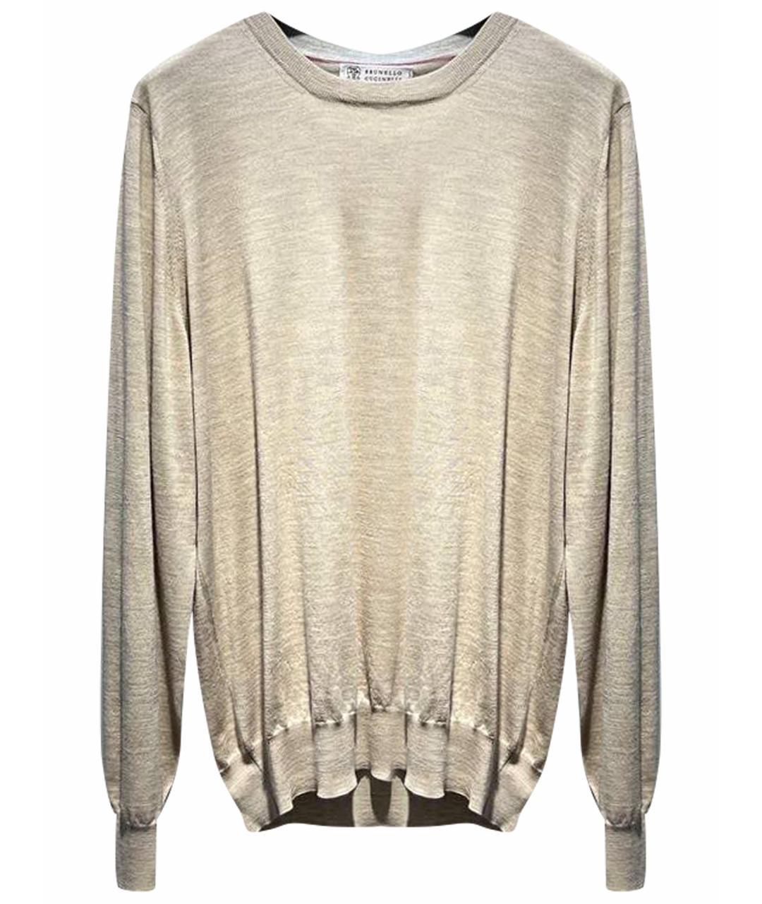 BRUNELLO CUCINELLI Бежевый шерстяной джемпер / свитер, фото 1