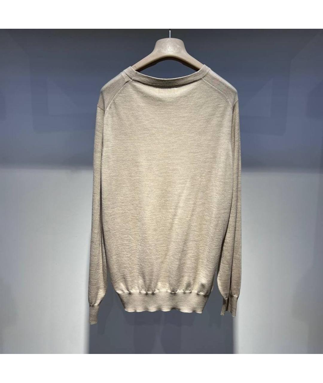 BRUNELLO CUCINELLI Бежевый шерстяной джемпер / свитер, фото 2