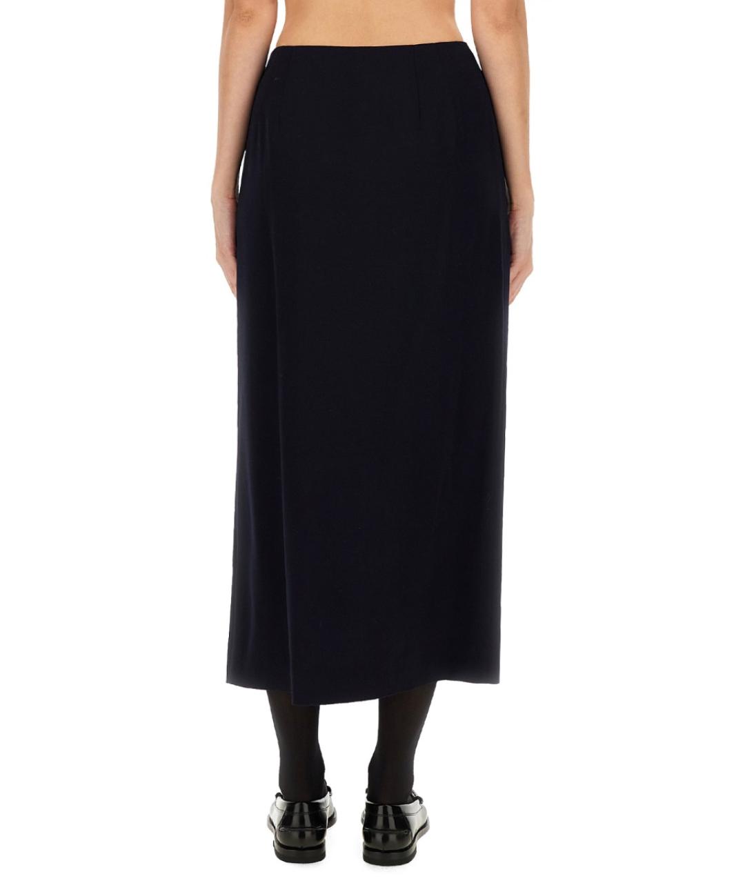 MOSCHINO Темно-синяя шерстяная юбка макси, фото 4