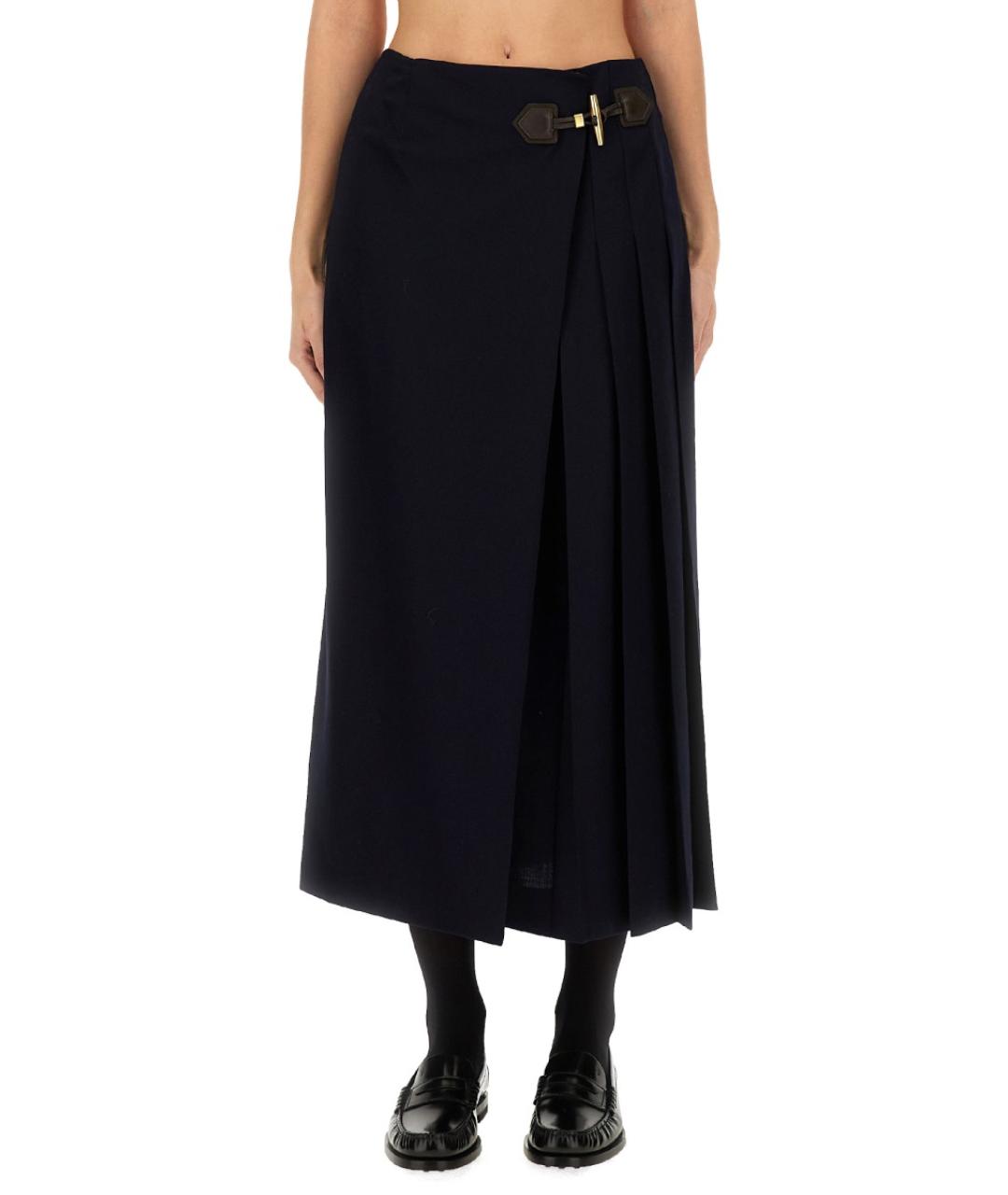 MOSCHINO Темно-синяя шерстяная юбка макси, фото 2