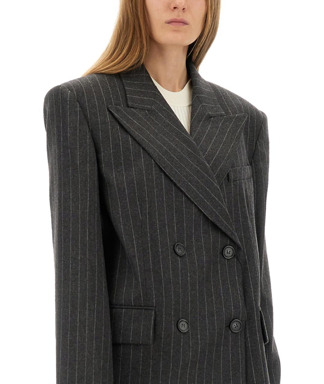 SPORTMAX Антрацитовый шерстяной жакет/пиджак, фото 4