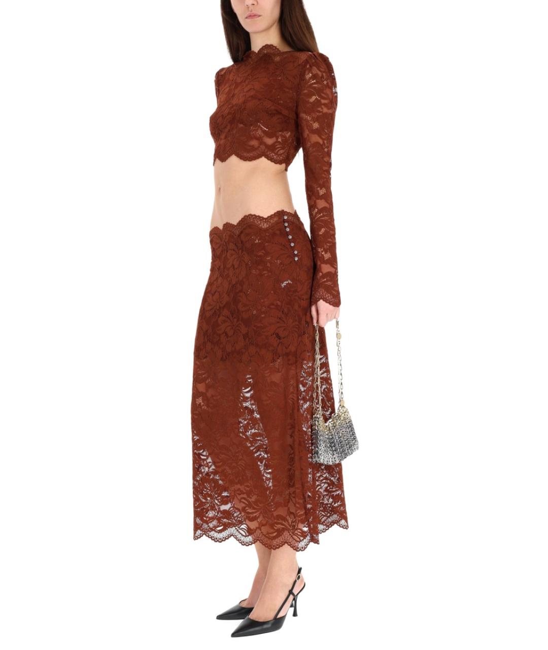 PACO RABANNE Коричневая полиамидовая блузы, фото 3