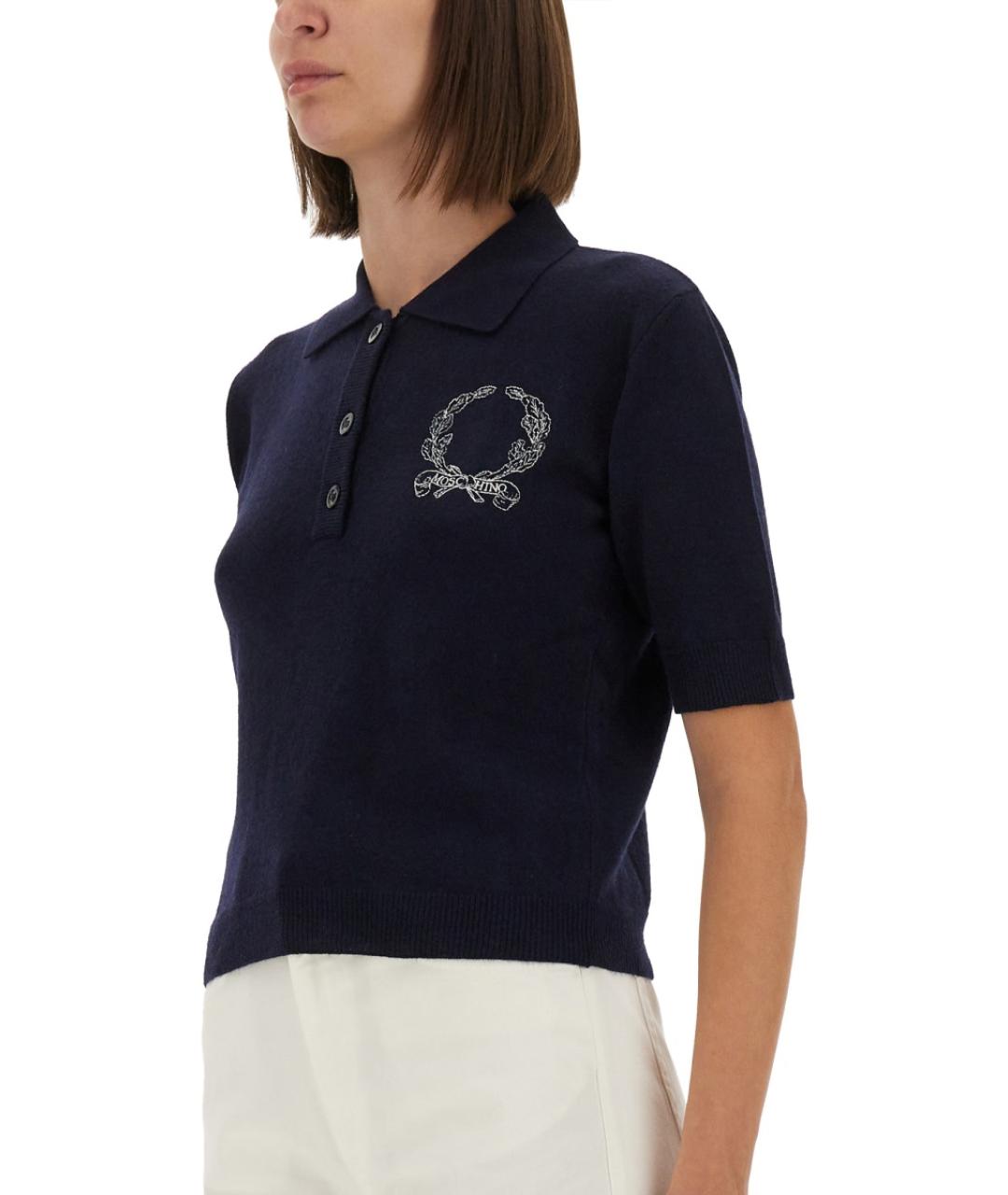 MOSCHINO Синий шерстяной джемпер / свитер, фото 4