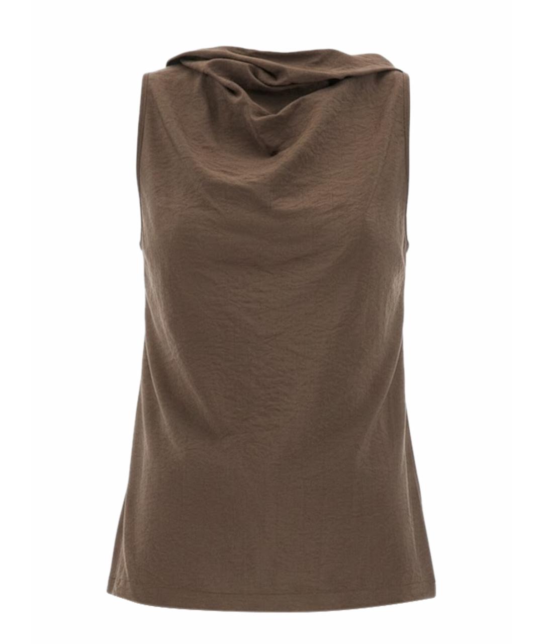 ALYSI Коричневая шелковая майка, фото 1