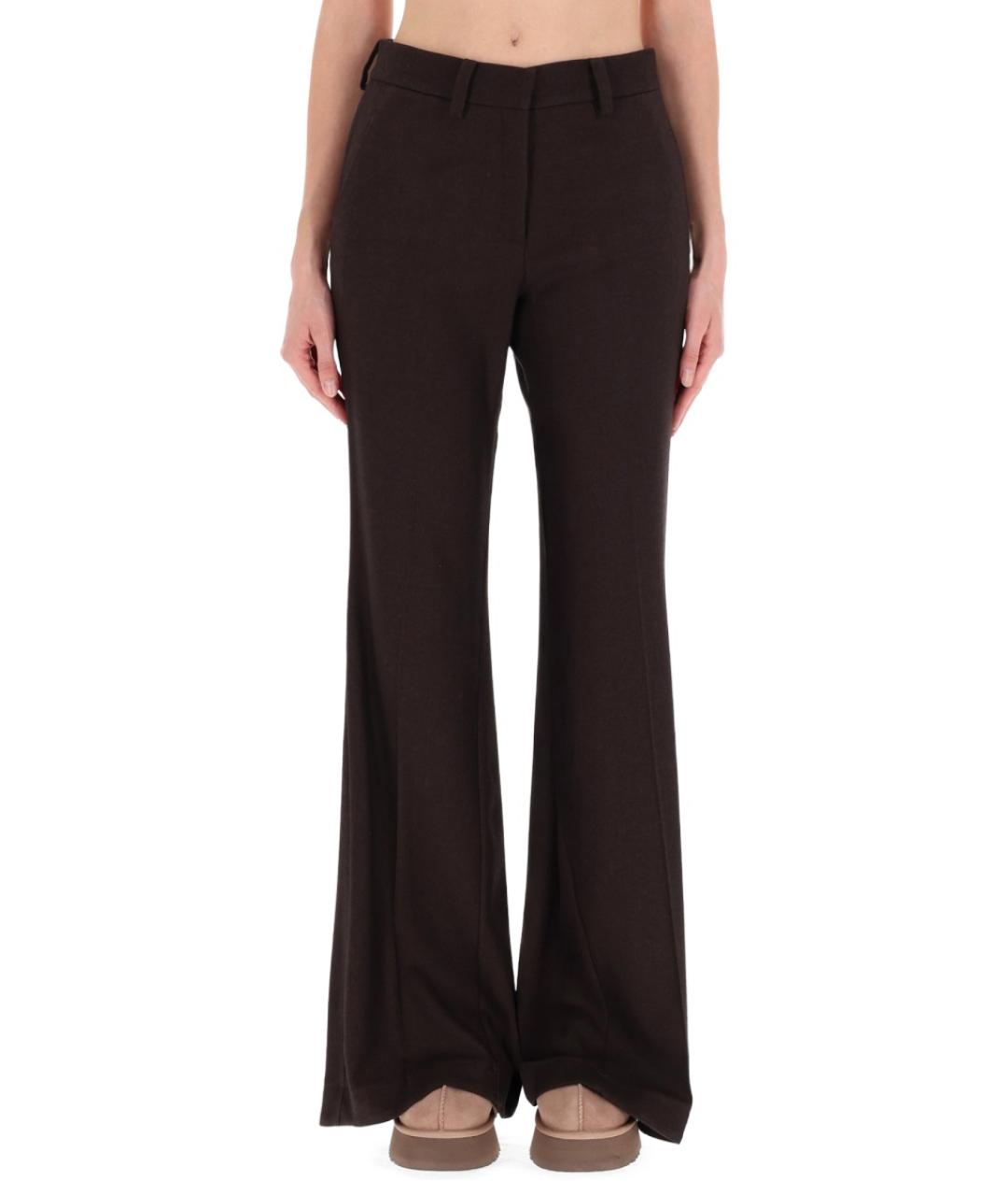 ALYSI Коричневые шерстяные прямые брюки, фото 5