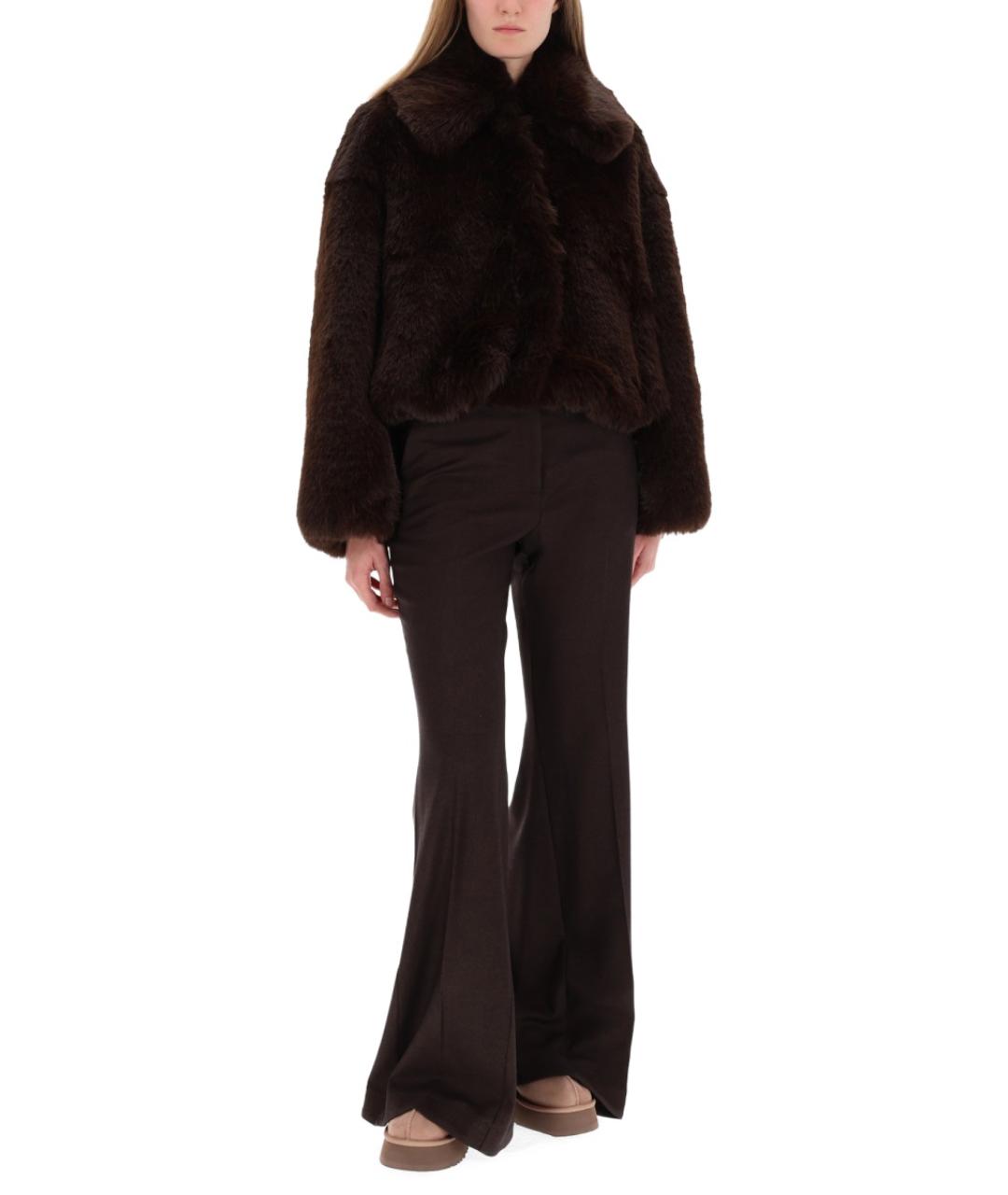 ALYSI Коричневые шерстяные прямые брюки, фото 2