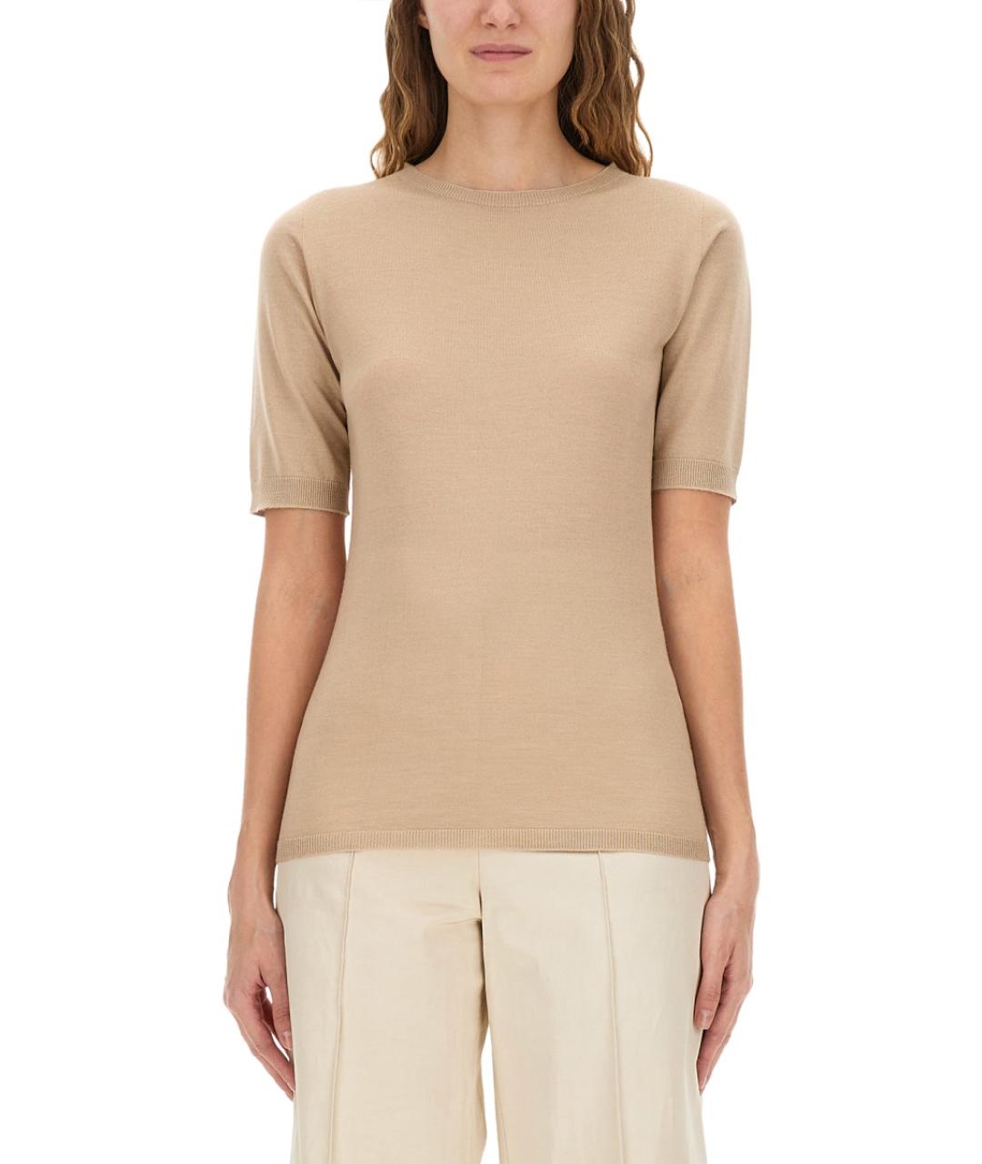 FABIANA FILIPPI Бежевая кашемировая футболка, фото 5