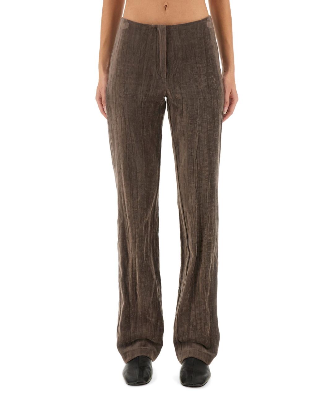 ALYSI Коричневые хлопковые прямые брюки, фото 5