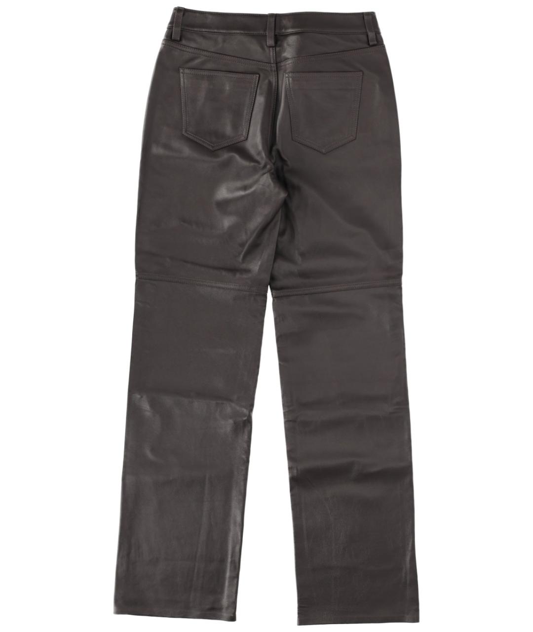 MICHAEL KORS Коричневые кожаные прямые брюки, фото 2