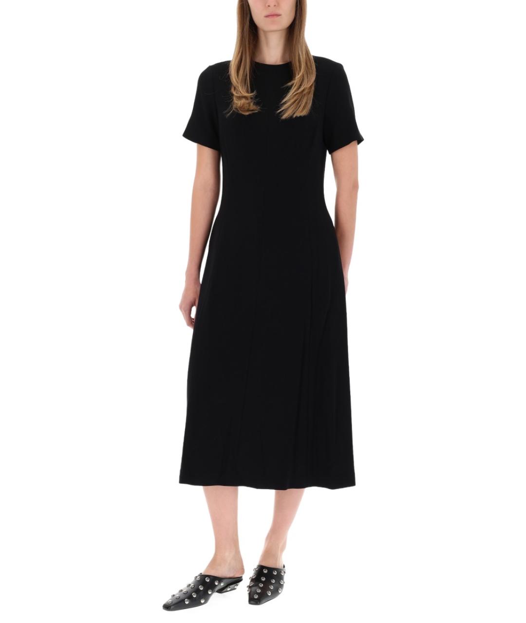 THEORY Черное полиэстеровое повседневное платье, фото 2