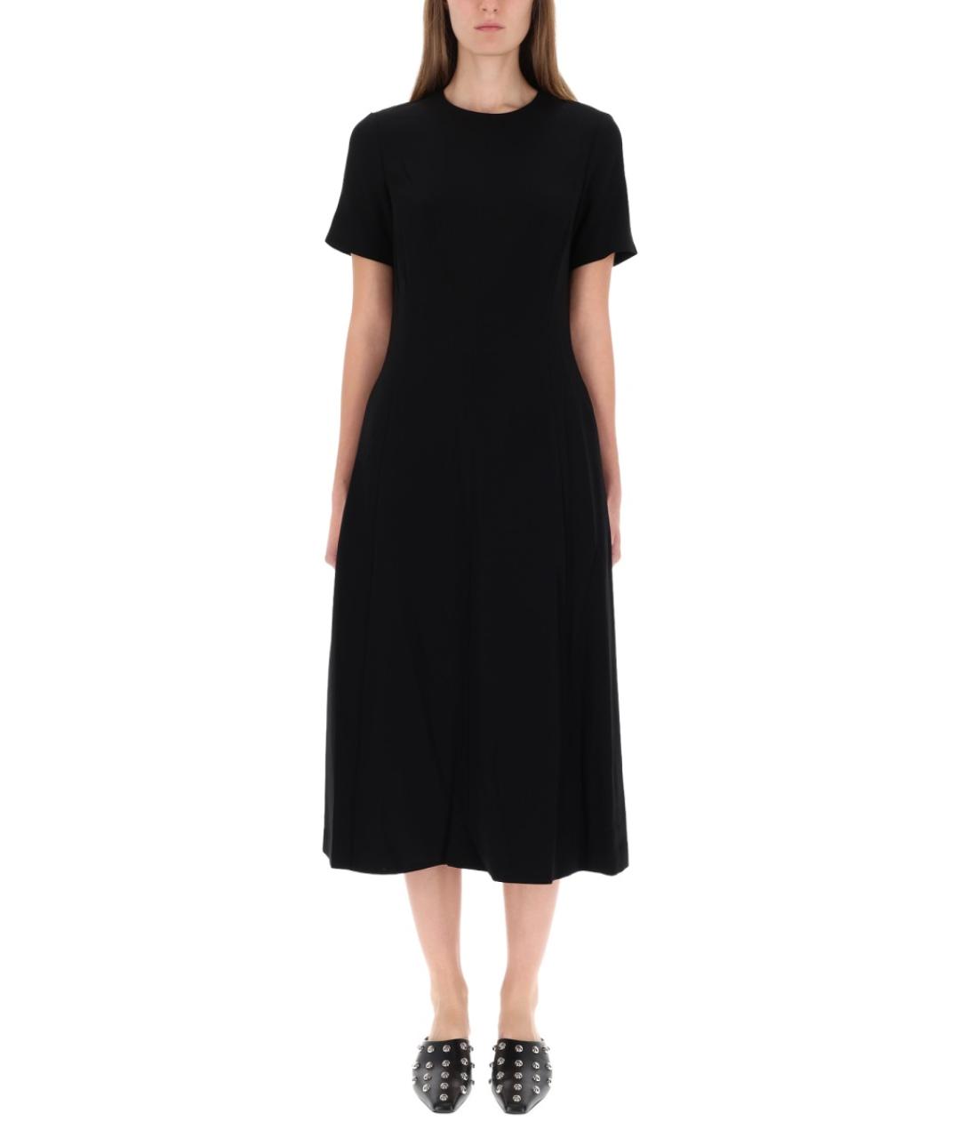 THEORY Черное полиэстеровое повседневное платье, фото 5