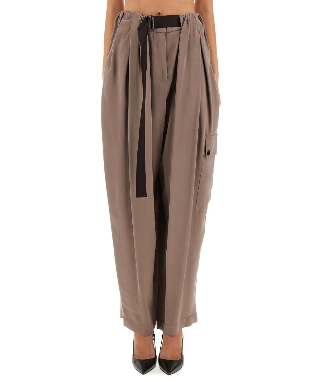 ALYSI Коричневые вискозные прямые брюки, фото 5