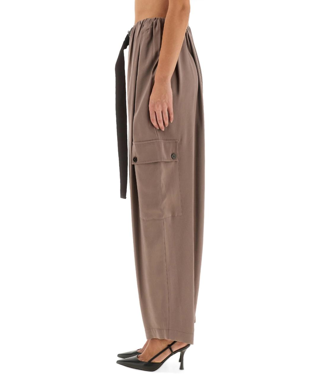 ALYSI Коричневые вискозные прямые брюки, фото 4