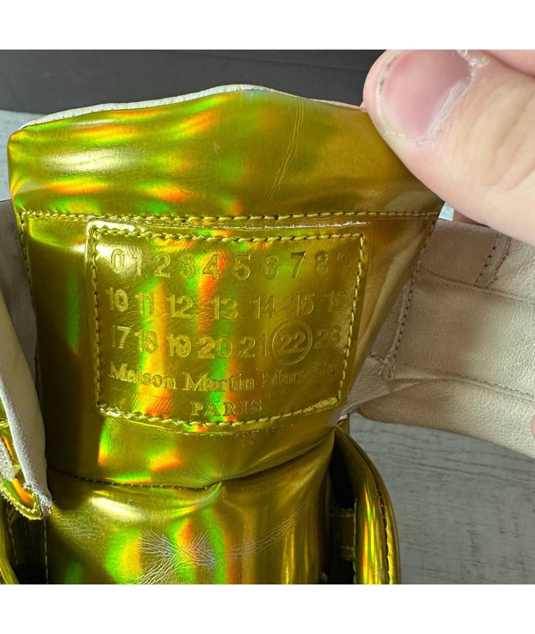 MAISON MARGIELA Золотые кожаные кеды, фото 5