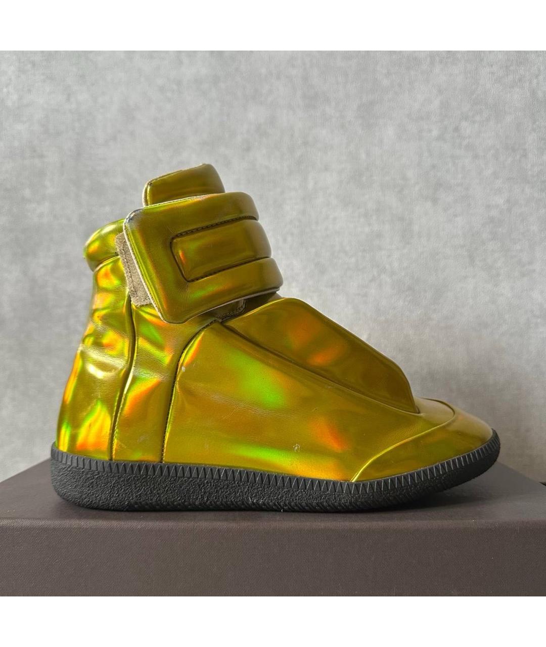 MAISON MARGIELA Золотые кожаные кеды, фото 9