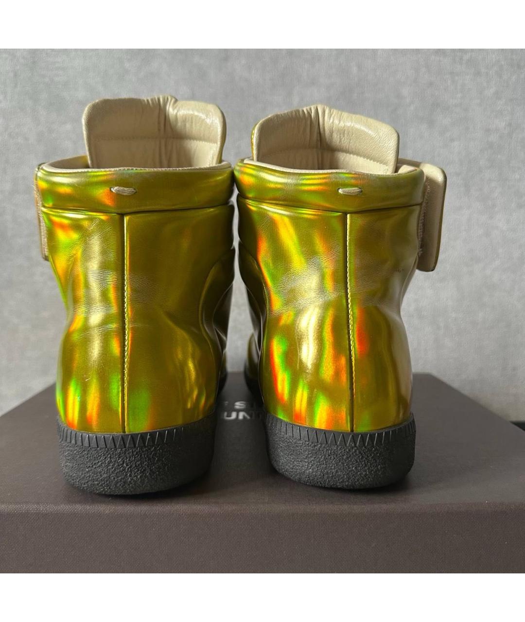 MAISON MARGIELA Золотые кожаные кеды, фото 4