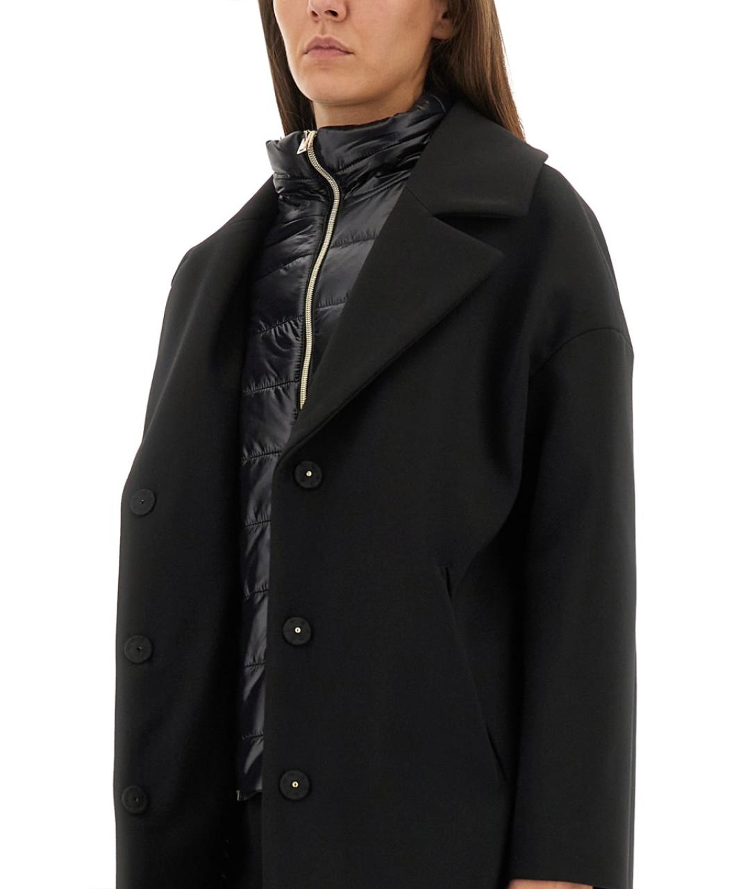 HERNO Черное полиэстеровое пальто, фото 4