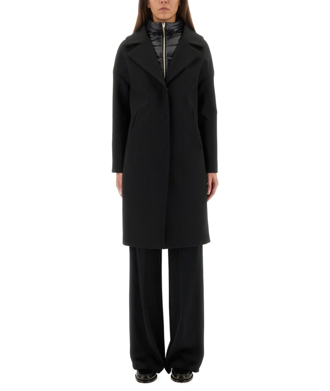 HERNO Черное полиэстеровое пальто, фото 5