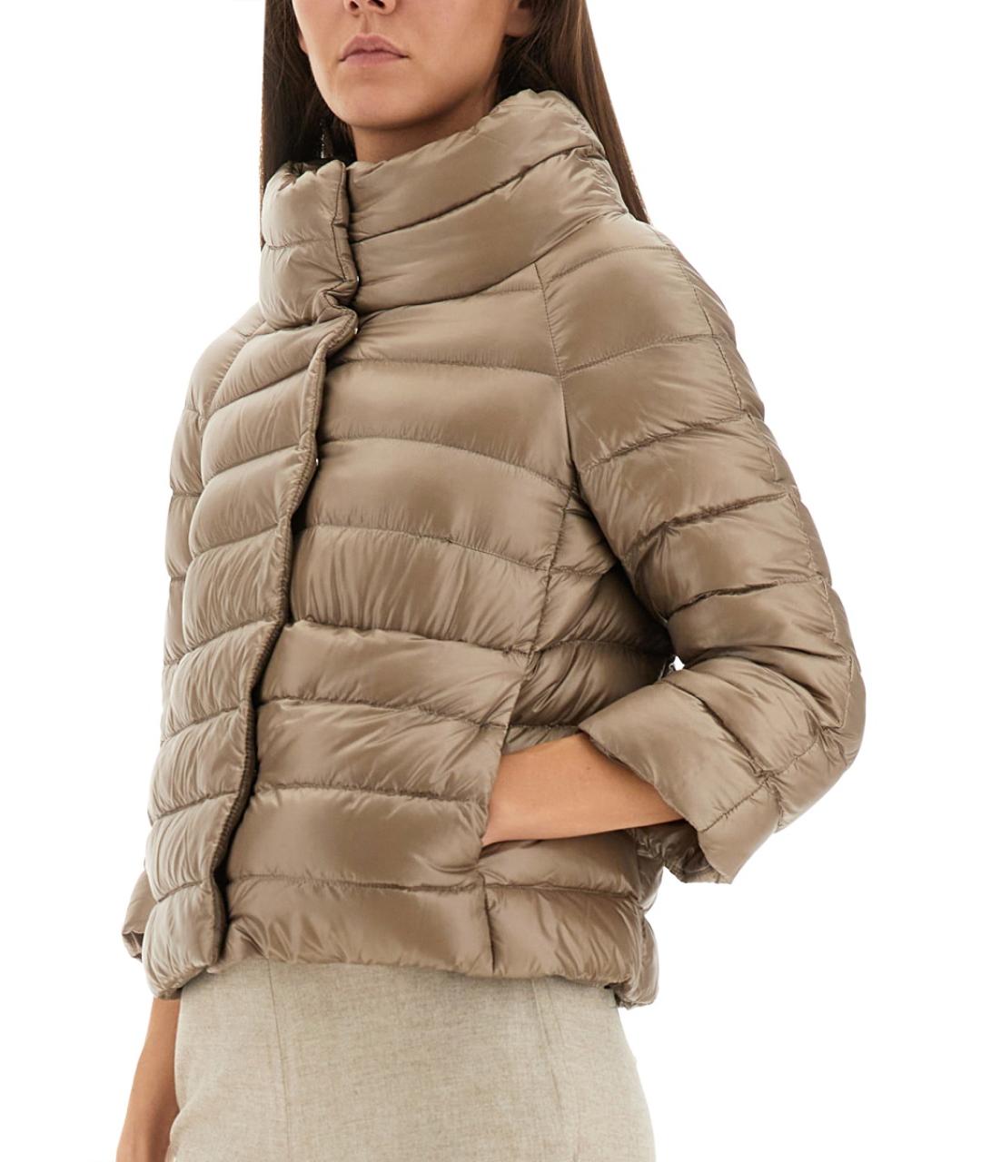 HERNO Бежевый полиамидовый пуховик, фото 4