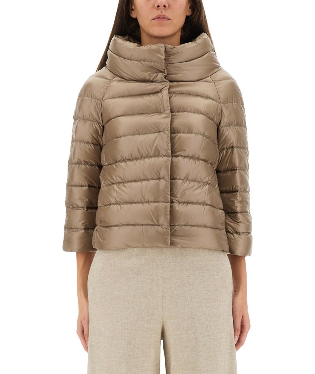 HERNO Бежевый полиамидовый пуховик, фото 5