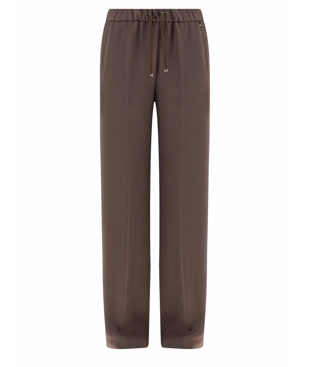 HERNO Коричневые ацетатные прямые брюки, фото 1