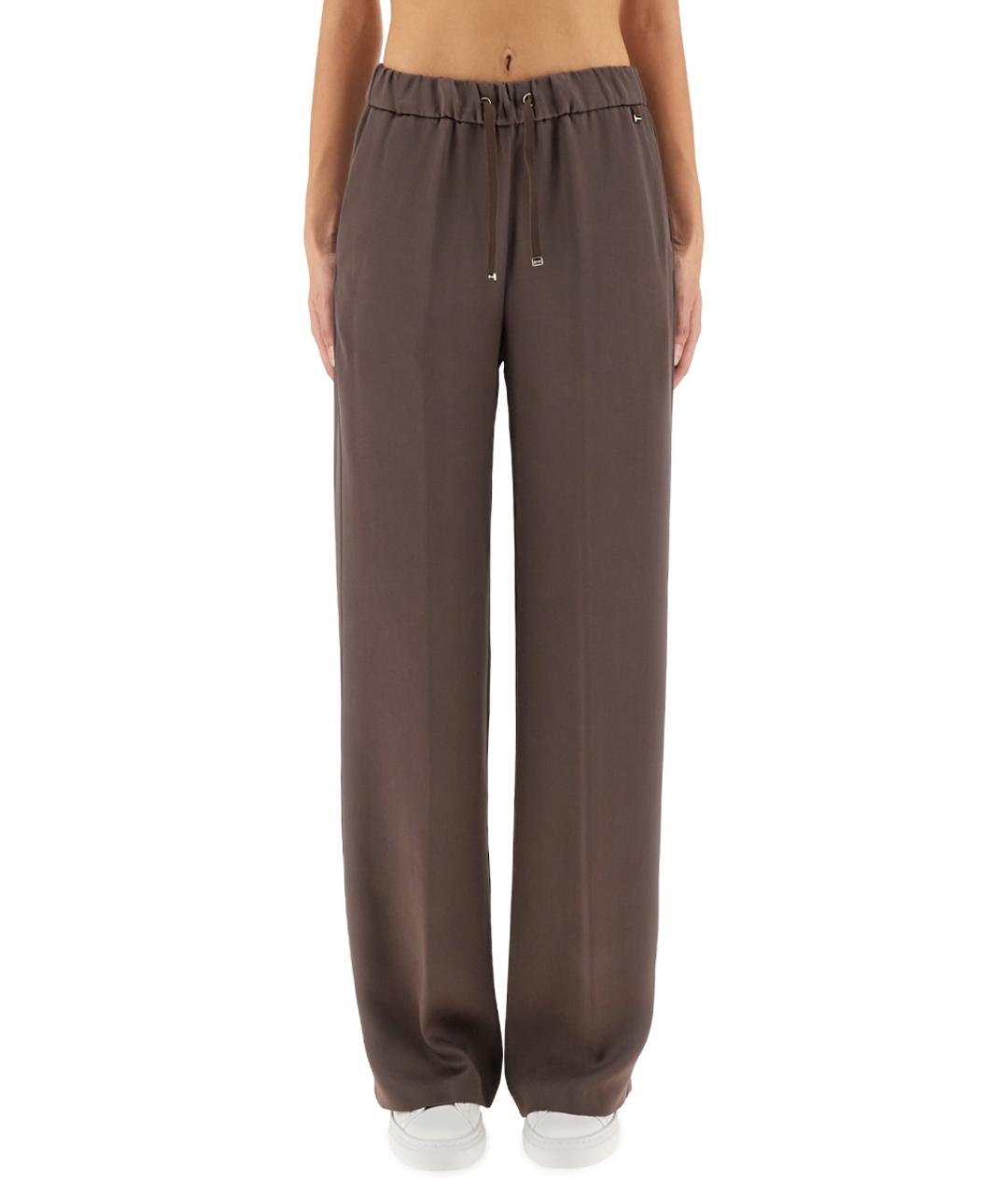 HERNO Коричневые ацетатные прямые брюки, фото 5
