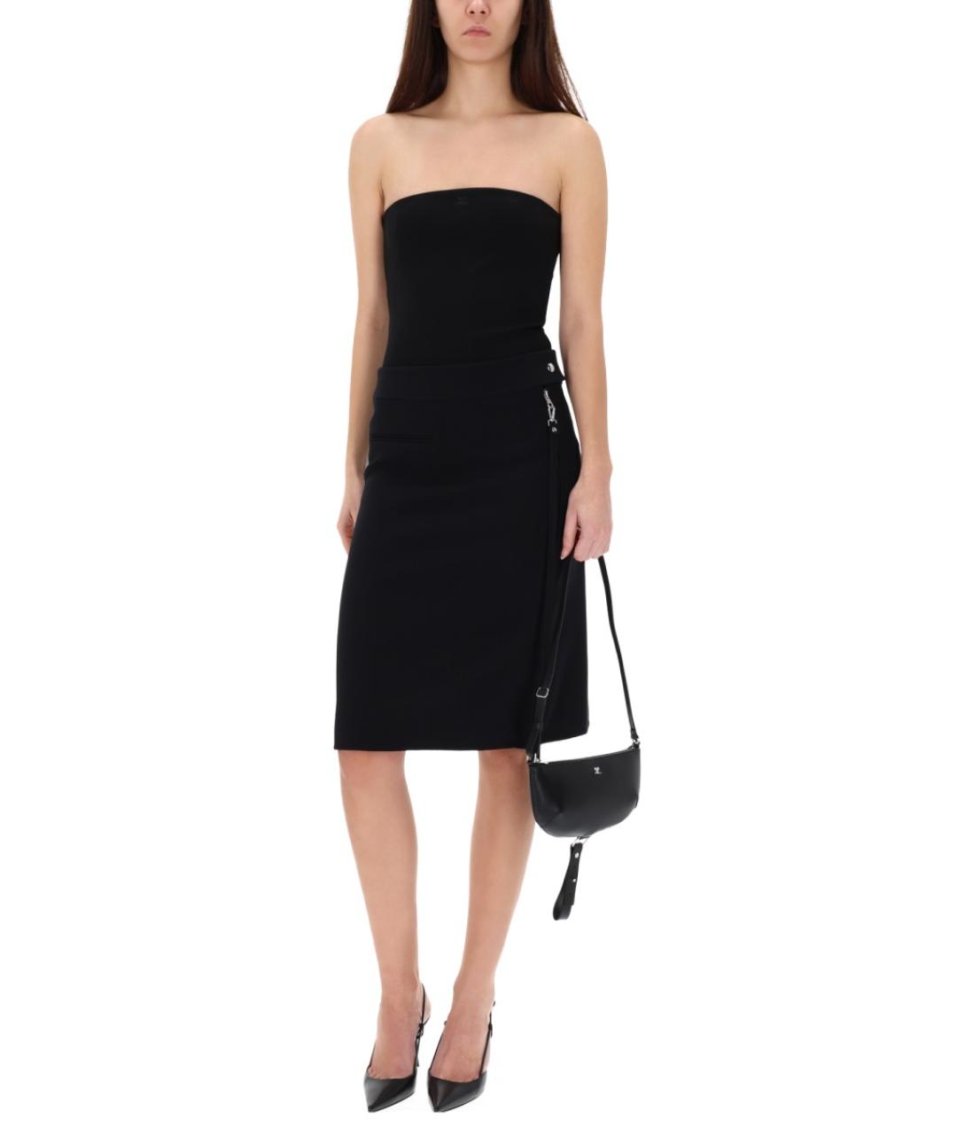 COURREGES Черная полиэстеровая юбка миди, фото 2