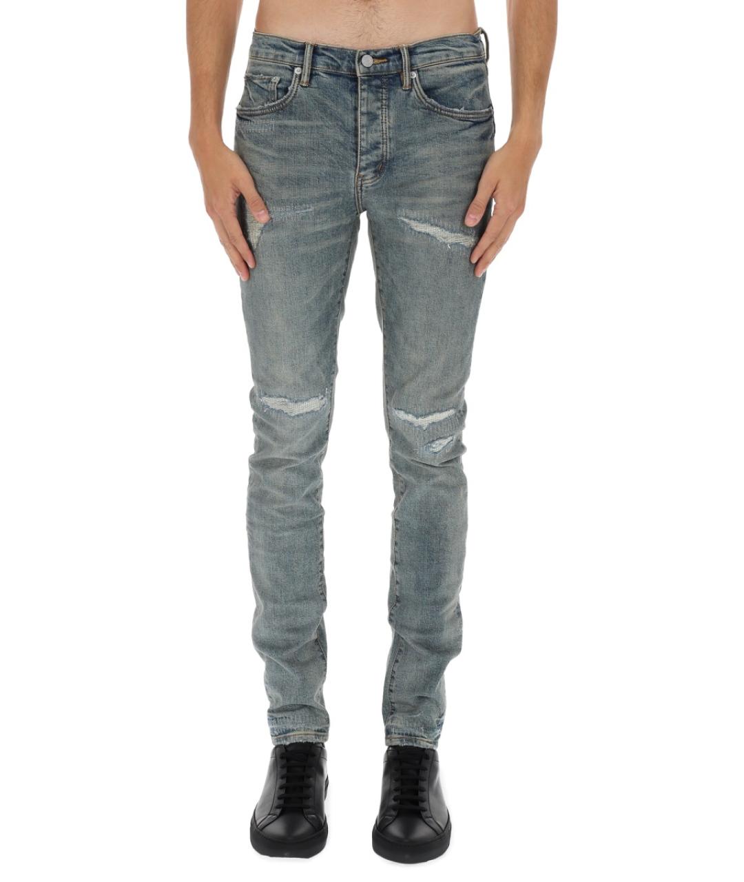 PURPLE Синие хлопковые прямые джинсы, фото 5