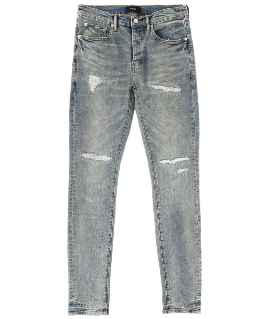 PURPLE Синие хлопковые прямые джинсы, фото 1