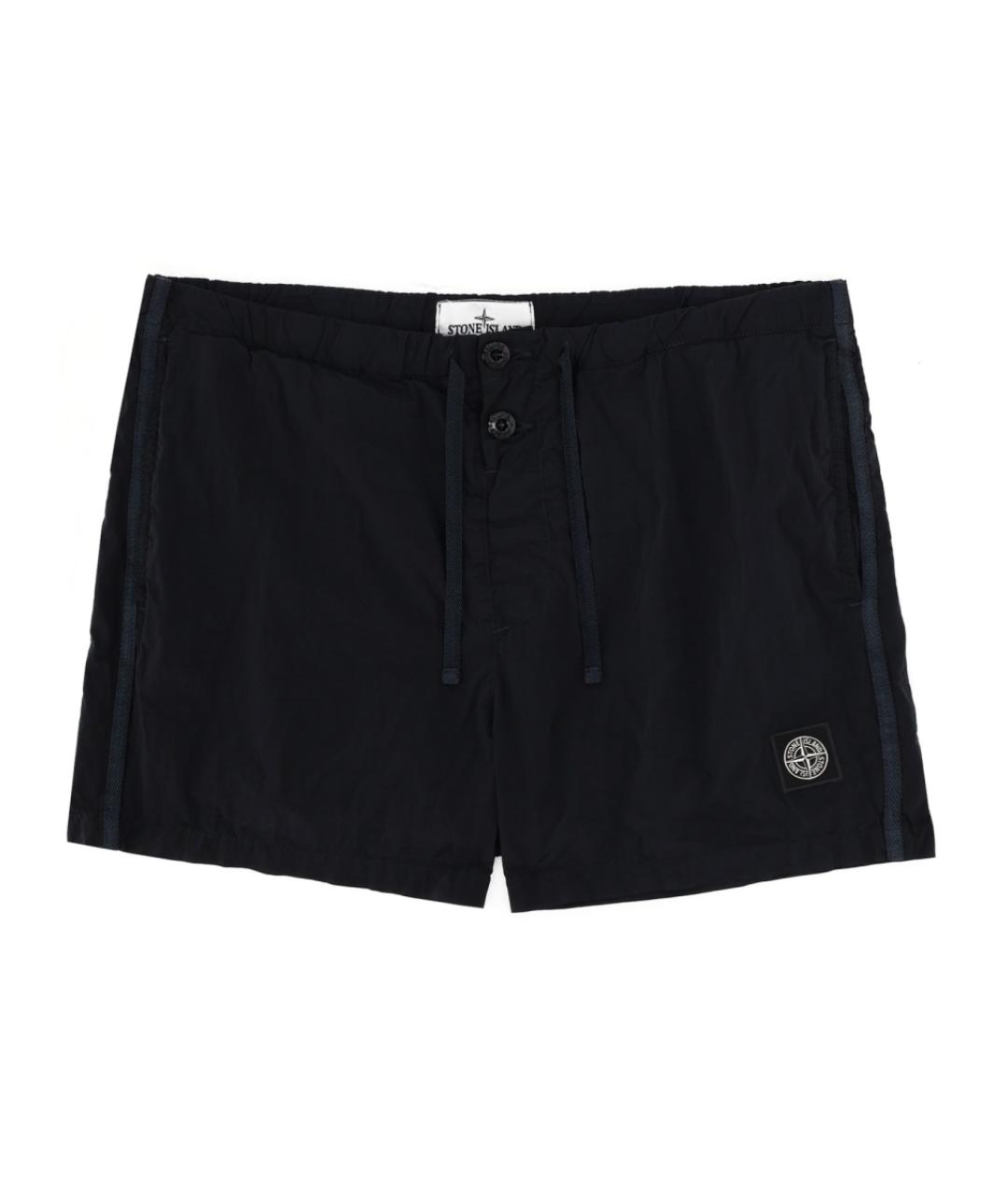 STONE ISLAND Темно-синие полиамидовые шорты, фото 1