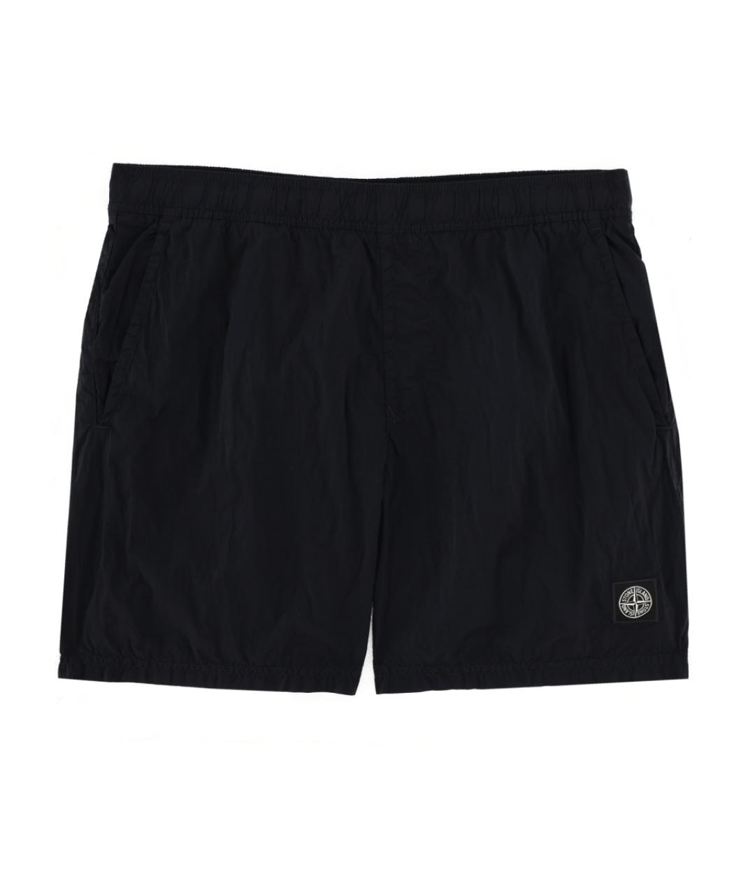 STONE ISLAND Темно-синие полиамидовые шорты, фото 1