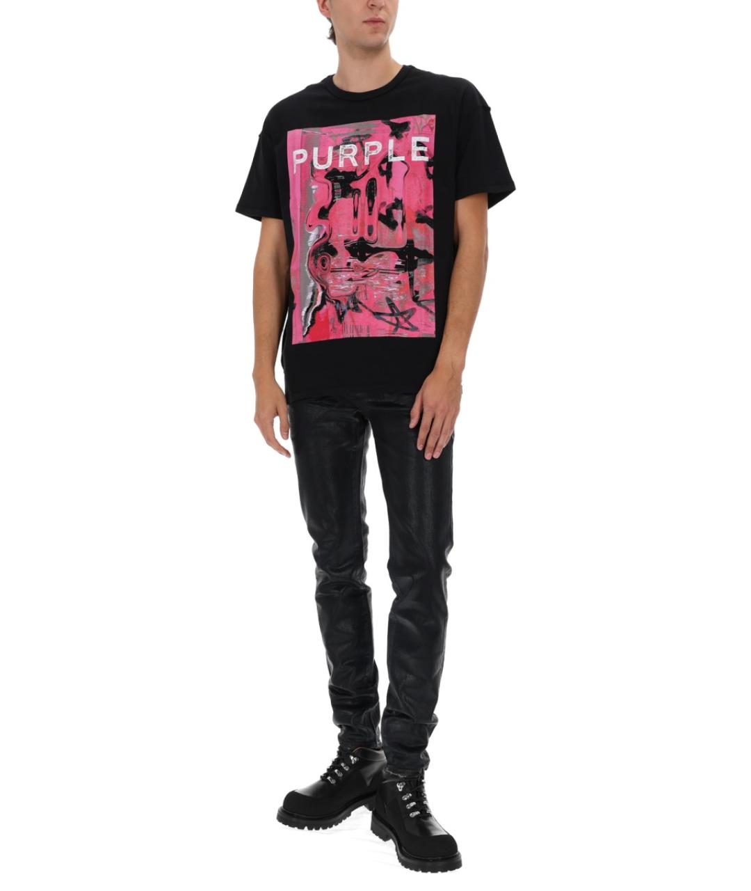 PURPLE Черная хлопковая футболка, фото 2