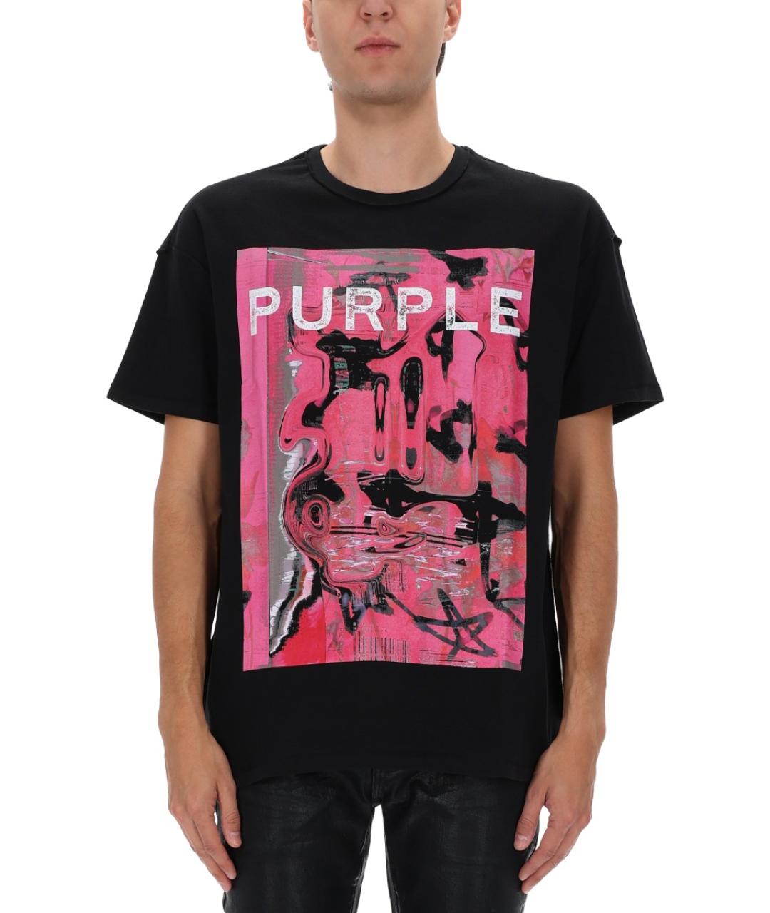 PURPLE Черная хлопковая футболка, фото 3